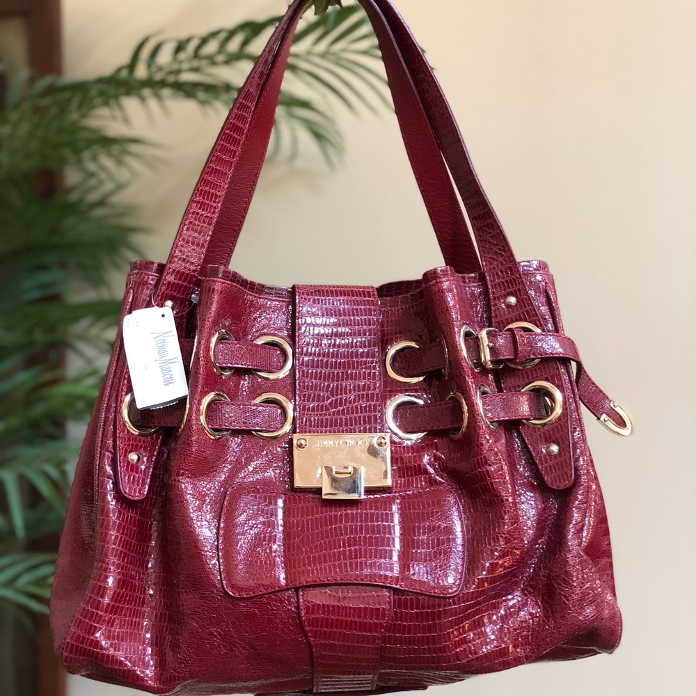 Jimmy Choo 'Ramona Hobo' Red Python Satchel